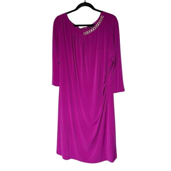 Tahari Women's Plus 18 Pink 3/4 Sleeve Knee Length Dress Formal - Picture 2 of 6